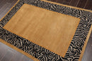 4' x 5'9'' Hand Knotted Tibetan Wool & Silk Animal Print Zebra Area Rug Brown