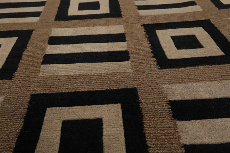 4x6 Moss Hand Knotted Tibetan Modern Geometric Wool Oriental Area Rug