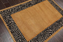 4' x 5'9'' Hand Knotted Tibetan Wool & Silk Animal Print Zebra Area Rug Brown