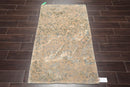 3' x 4'10" Hand Knotted Tibetan Wool & Silk Abstract Oriental Area Rug Beige