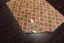 4x6 Beige Hand Knotted Tibetan Transitional  All-Over Wool Oriental Area Rug