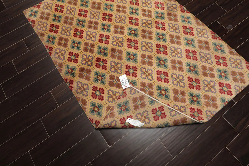 4x6 Beige Hand Knotted Tibetan Transitional  All-Over Wool Oriental Area Rug