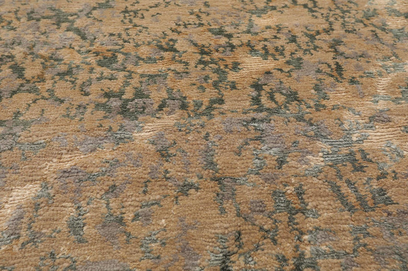 3' x 4'10" Hand Knotted Tibetan Wool & Silk Abstract Oriental Area Rug Beige