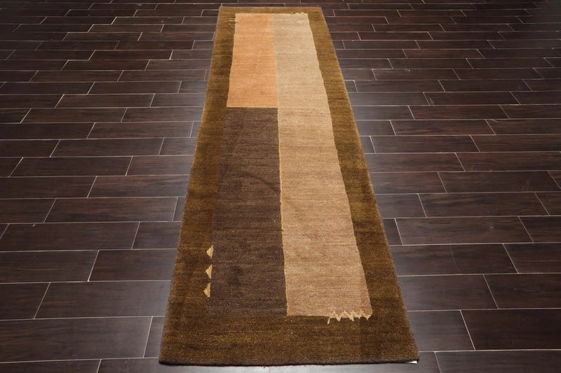 3' x 9'10'' Runner Hand Knotted Tibetan 100% Wool Designer Area Rug Tan