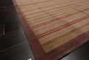 4x6 Sage Hand Knotted Tibetan Contemporary Striped Wool Oriental Area Rug