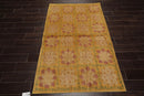 4x6 Gold Hand Knotted Tibetan Transitional  Floral Wool Oriental Area Rug