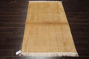 4x6 Beige Hand Knotted Tibetan Modern Ribbed Wool Tibetan Area Rug