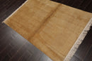 4x6 Beige Hand Knotted Tibetan Modern Ribbed Wool Tibetan Area Rug