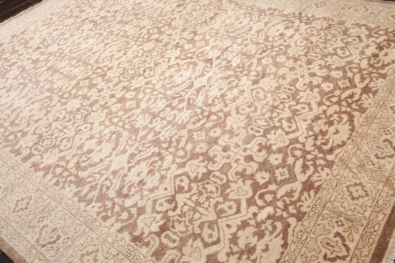 9’x12’ Hand Knotted Designer Tibetan Wool Antique Reproduction Area Rug Beige