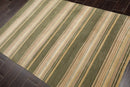 4x6 Beige Hand Knotted Modern Tibetan Striped Wool and Silk Oriental Area Rug