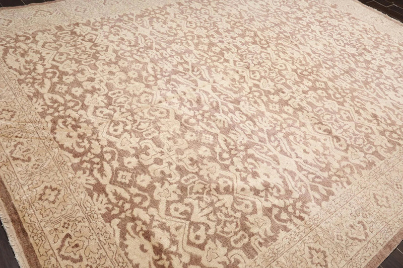 9’x12’ Hand Knotted Designer Tibetan Wool Antique Reproduction Area Rug Beige