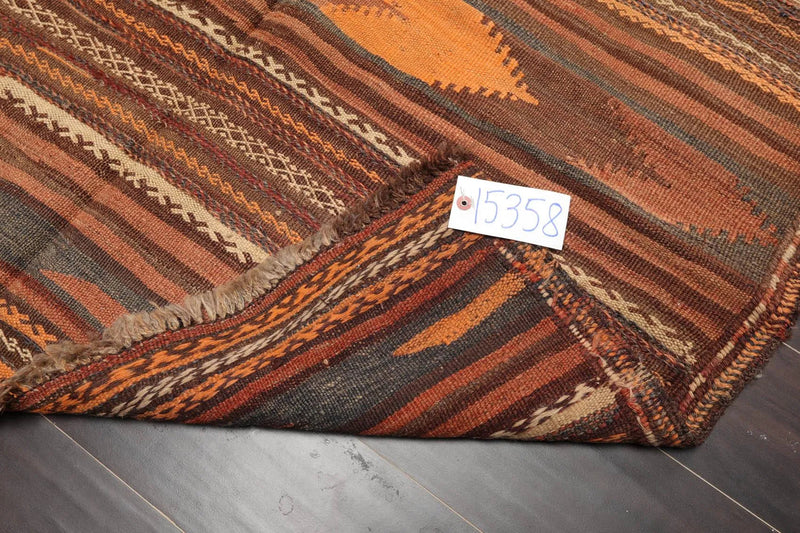 3'9''x7'2'' Vintage Hand-Woven Afghan Kilim Wool Tribal Southwestern Area Rug