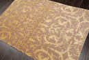 4x6 Beige Hand Knotted Transitional Tibetan Floral Wool and Silk Oriental Area Rug