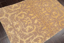 4x6 Beige Hand Knotted Transitional Tibetan Floral Wool and Silk Oriental Area Rug