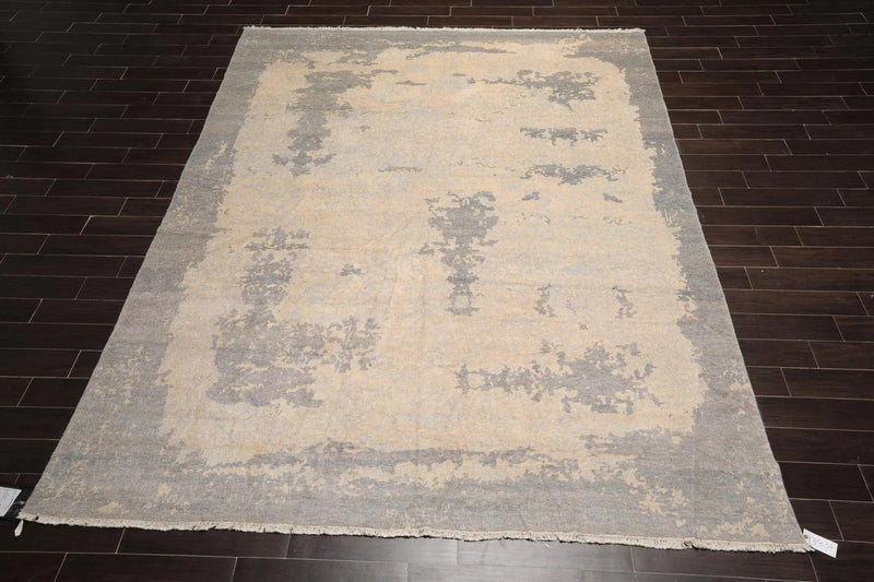9’x12’ Hand Knotted Designer Tibetan Wool Antique Reproduction Area Rug Beige