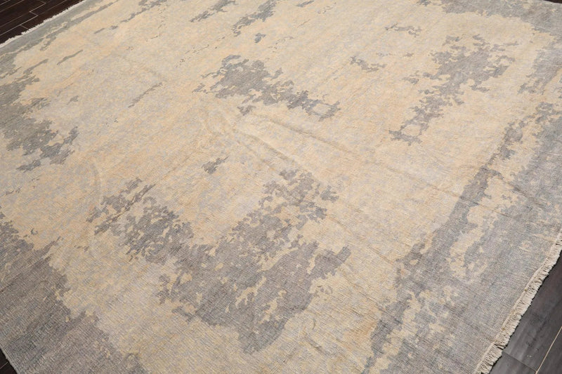 9’x12’ Hand Knotted Designer Tibetan Wool Antique Reproduction Area Rug Beige