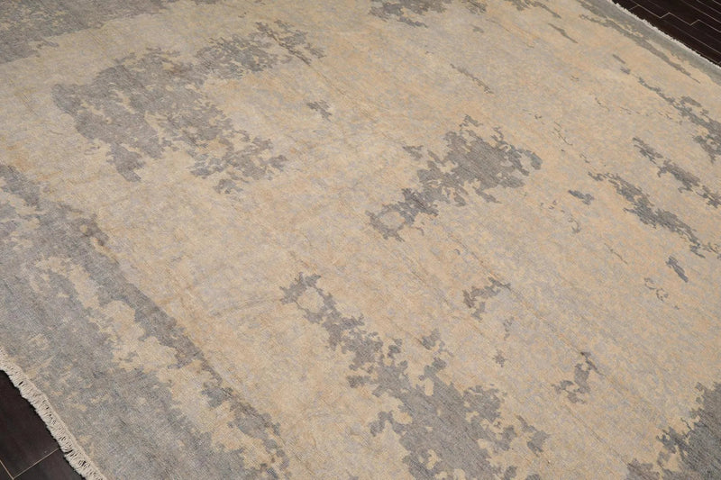 9’x12’ Hand Knotted Designer Tibetan Wool Antique Reproduction Area Rug Beige