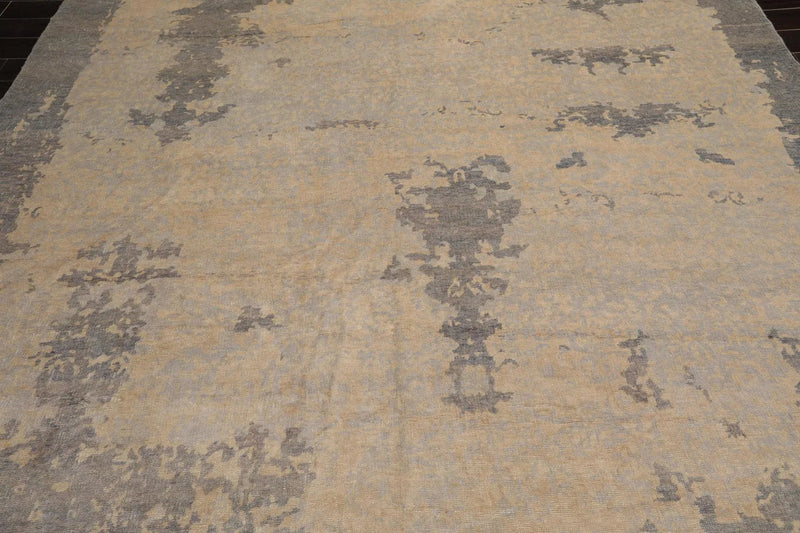 9’x12’ Hand Knotted Designer Tibetan Wool Antique Reproduction Area Rug Beige