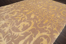 4x6 Beige Hand Knotted Transitional Tibetan Floral Wool and Silk Oriental Area Rug