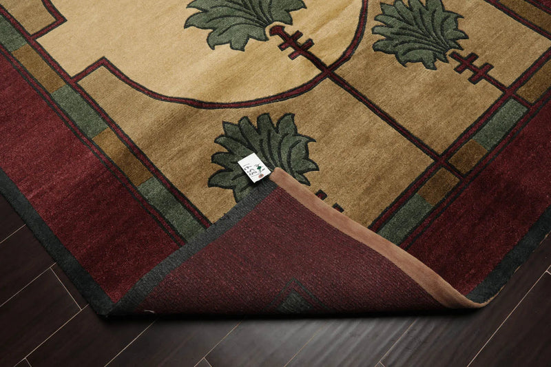 6x9 William Morris Beige Hand Knotted Arts & Crafts/Mission Wool Oriental Area Rug