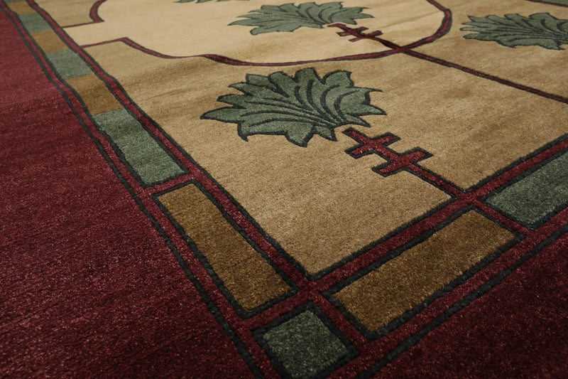 6x9 William Morris Beige Hand Knotted Arts & Crafts/Mission Wool Oriental Area Rug