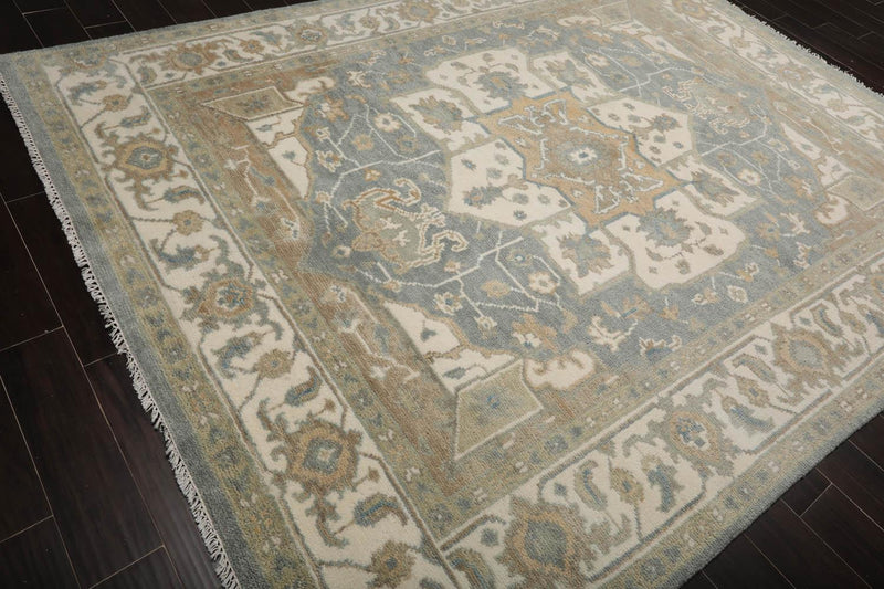 7’10" x 9’11” Muted Turkish Oushak Hand Knotted Wool Area Rug Cream
