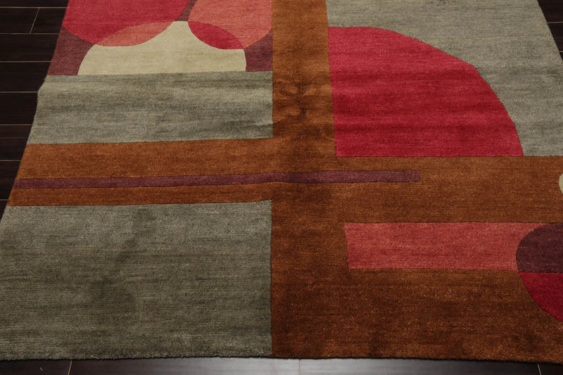 6x9 Gray Hand Knotted Tibetan Art Deco  Geometric Wool Oriental Area Rug