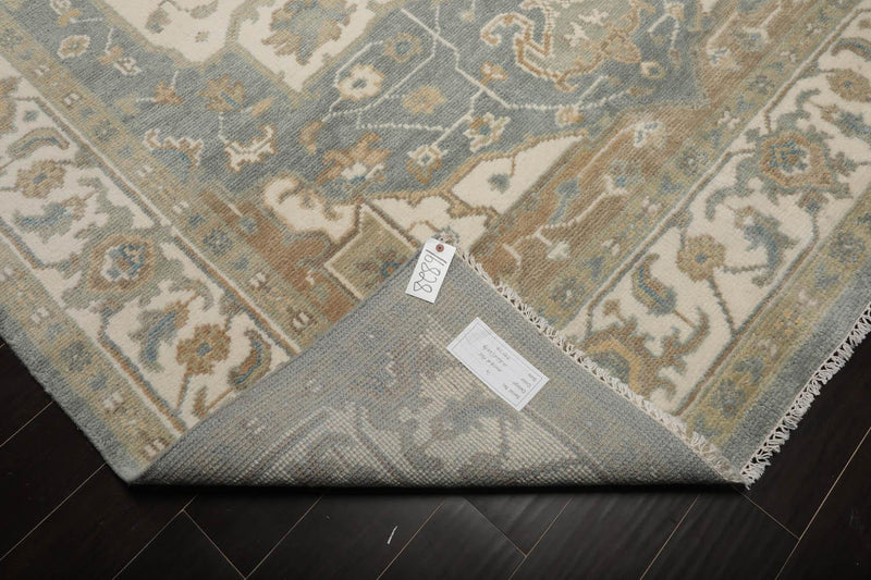 7’10" x 9’11” Muted Turkish Oushak Hand Knotted Wool Area Rug Cream