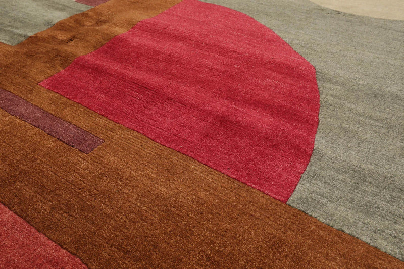 6x9 Gray Hand Knotted Tibetan Art Deco  Geometric Wool Oriental Area Rug