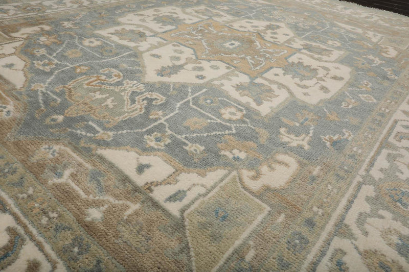 7’10" x 9’11” Muted Turkish Oushak Hand Knotted Wool Area Rug Cream