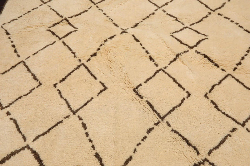 6'6'' x 8'1'' Hand Knotted Shag 100% Wool Moroccan Oriental Area Rug Ivory