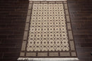 5x8 Beige Hand Knotted Tibetan Art Deco Trellis Wool Oriental Area Rug