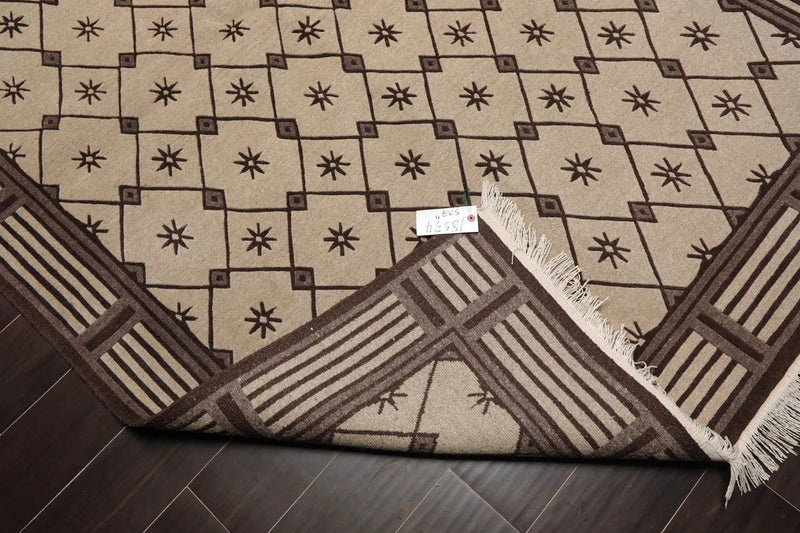 5x8 Beige Hand Knotted Tibetan Art Deco Trellis Wool Oriental Area Rug