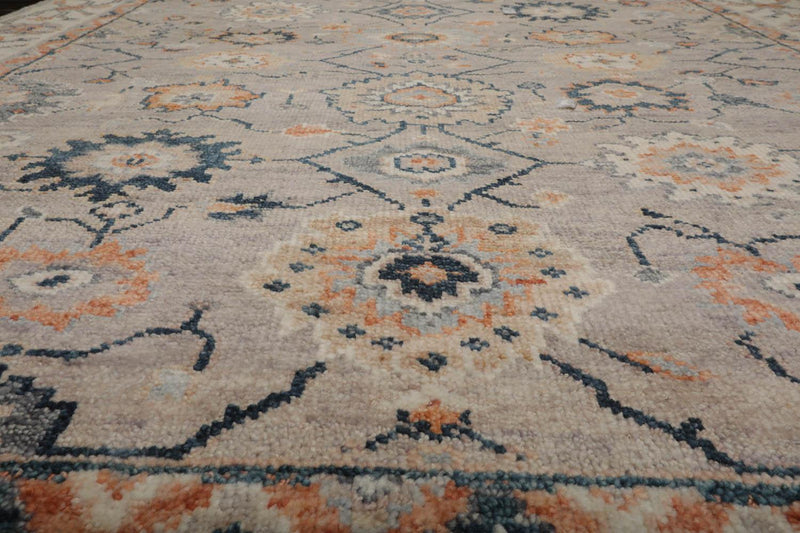 7’10" x 9’7” Arts & Crafts Turkish Oushak Hand Knotted Wool Area Rug Gray