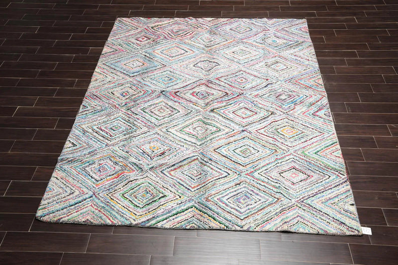 7'9'' x 9'7'' Handmade 100% Cotton Diamond Modern Oriental Area Rug Multi color