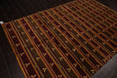6x9 Green Hand Knotted Tibetan Transitional  Striped Wool Oriental Area Rug