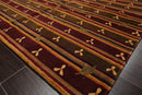 6x9 Green Hand Knotted Tibetan Transitional  Striped Wool Oriental Area Rug