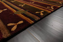 6x9 Green Hand Knotted Tibetan Transitional  Striped Wool Oriental Area Rug