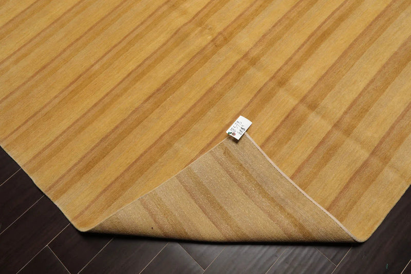 6x9 Gold Hand Knotted Tibetan Modern Striped Wool Oriental Area Rug