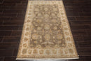 4x6 Moss Hand Knotted Agra Traditional Floral Wool Oriental Area Rug