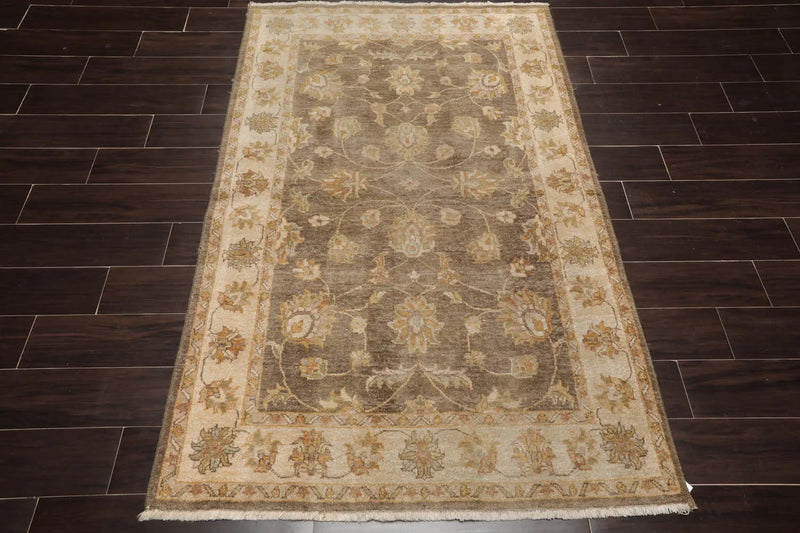 4x6 Moss Hand Knotted Agra Traditional Floral Wool Oriental Area Rug