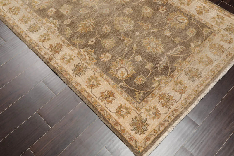 4x6 Moss Hand Knotted Agra Traditional Floral Wool Oriental Area Rug