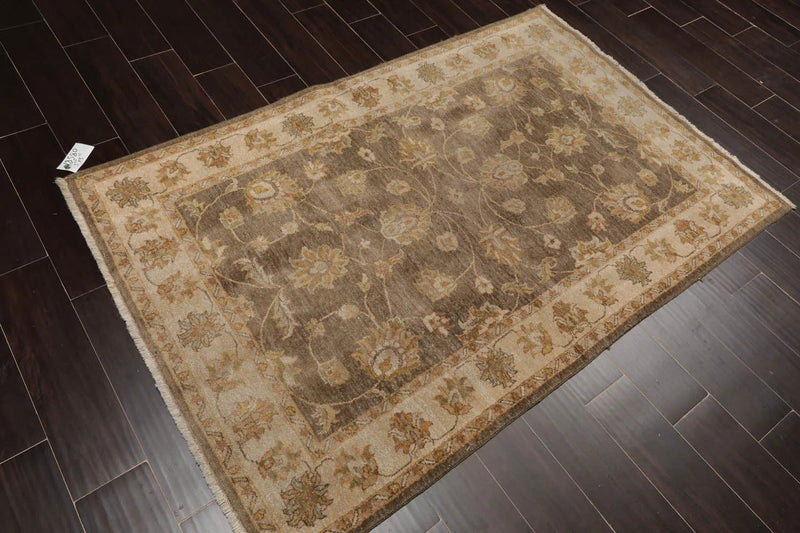 4x6 Moss Hand Knotted Agra Traditional Floral Wool Oriental Area Rug