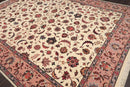 9x12 Ivory, Rose Hand Knotted 100% Wool 300 KPSI Masterpiece Pakistani Oriental Area Rug