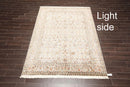 6x9 Ivory, Tan Hand Knotted 100% Silk 400 KPSI Persian Traditional Oriental Area Rug