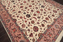 9x12 Ivory, Rose Hand Knotted 100% Wool 300 KPSI Masterpiece Pakistani Oriental Area Rug