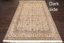 6x9 Ivory, Tan Hand Knotted 100% Silk 400 KPSI Persian Traditional Oriental Area Rug