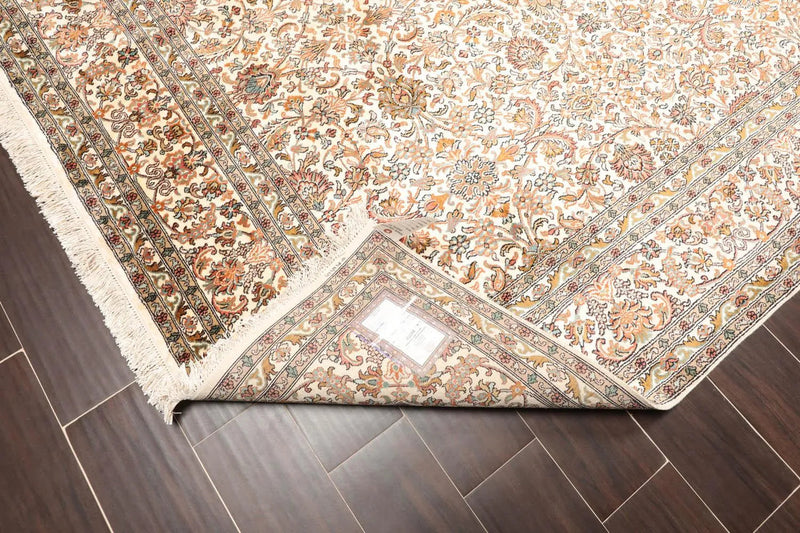 6x9 Ivory, Tan Hand Knotted 100% Silk 400 KPSI Persian Traditional Oriental Area Rug