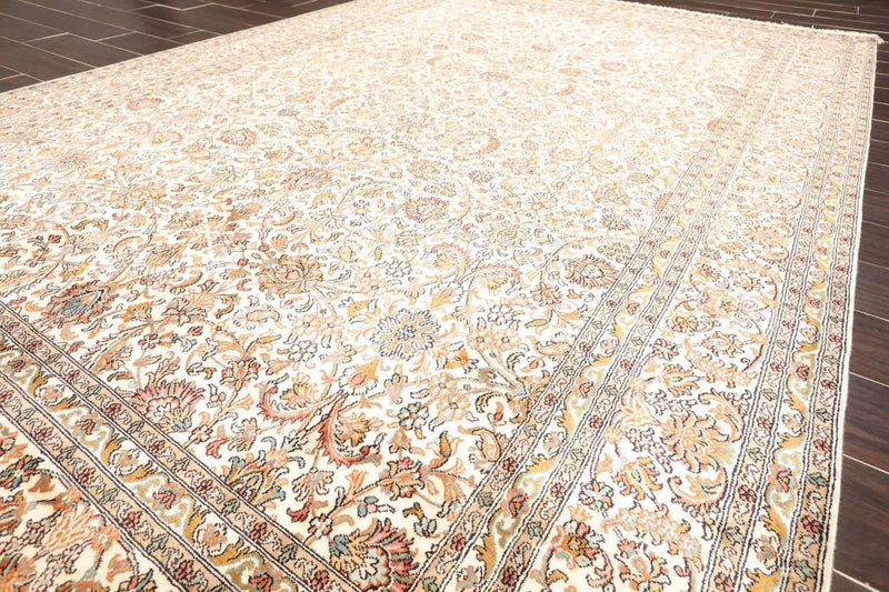 6x9 Ivory, Tan Hand Knotted 100% Silk 400 KPSI Persian Traditional Oriental Area Rug