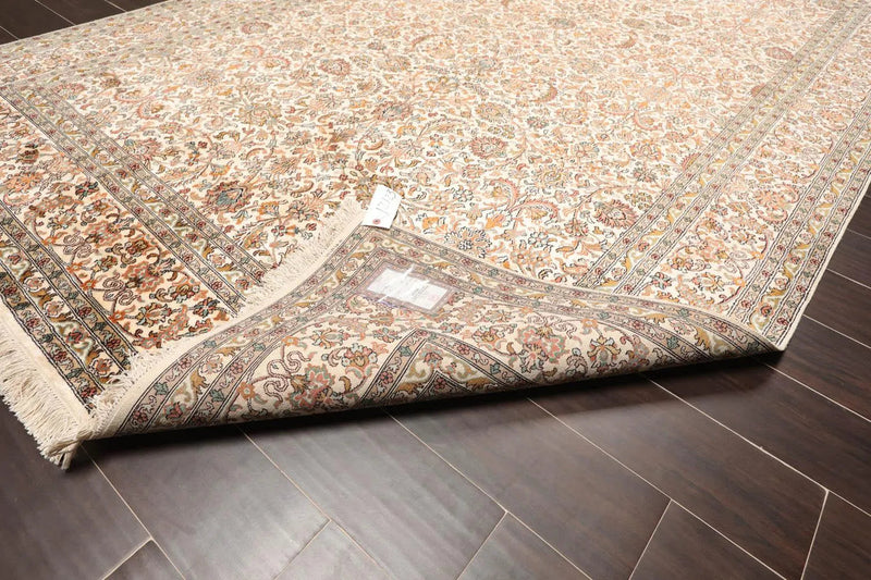 6x9 Ivory, Tan Hand Knotted 100% Silk 400 KPSI Persian Traditional Oriental Area Rug